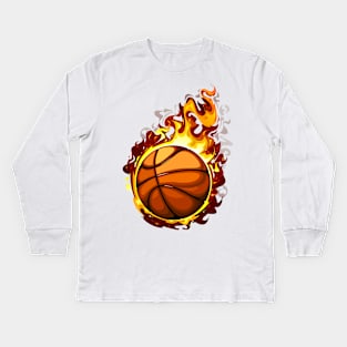 Basketball on FIRE - Ball is LIFE! Kids Long Sleeve T-Shirt